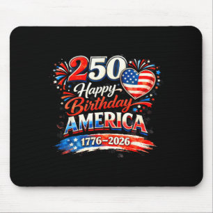 250th Birthday USA Flag Hearts Fireworks 4th of Mouse Pad