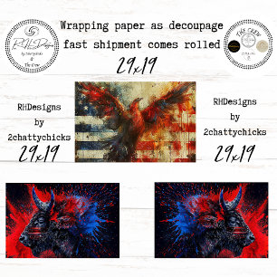 250th Bison Eagle Flag Decoupage  Wrapping Paper Sheet