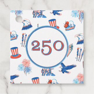 250th Fourth of July Patriotic Watercolor Party Favour Tags