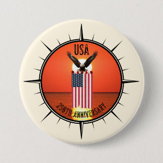 250th Independence Day Anniversary Eagle and Flag 3 Inch Round Button