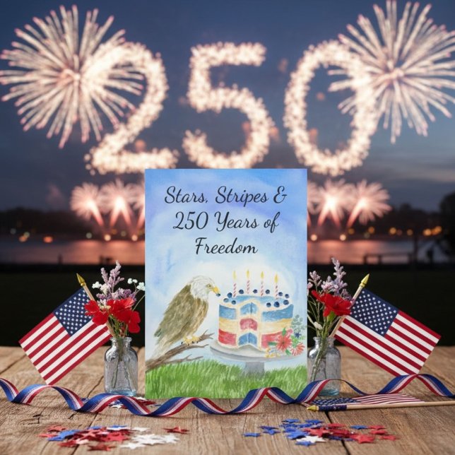 250th Independence Day Bald Eagle with Cake Invitation (Creator Uploaded)