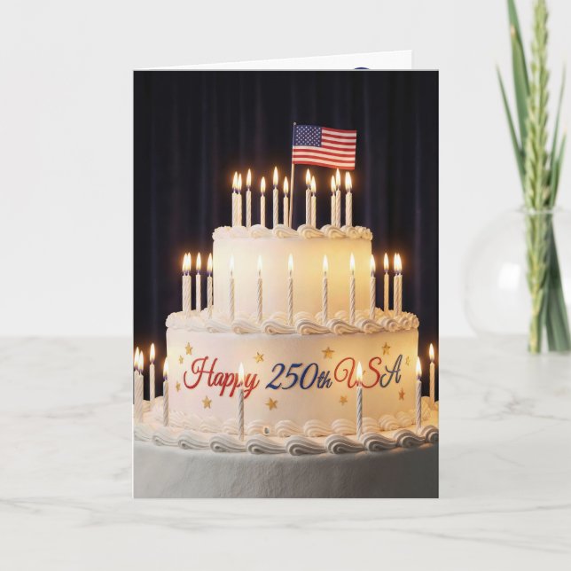 250th USA Birthday Cake Flag Card (Front)