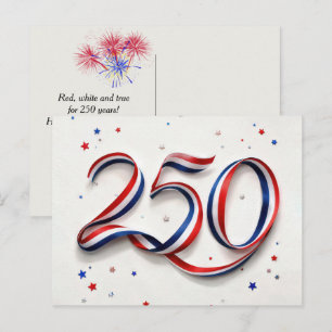 250th USA Birthday Patriotic Ribbon and Stars Postcard