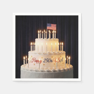 250th USA Tiered Birthday Cake with Flag Napkin