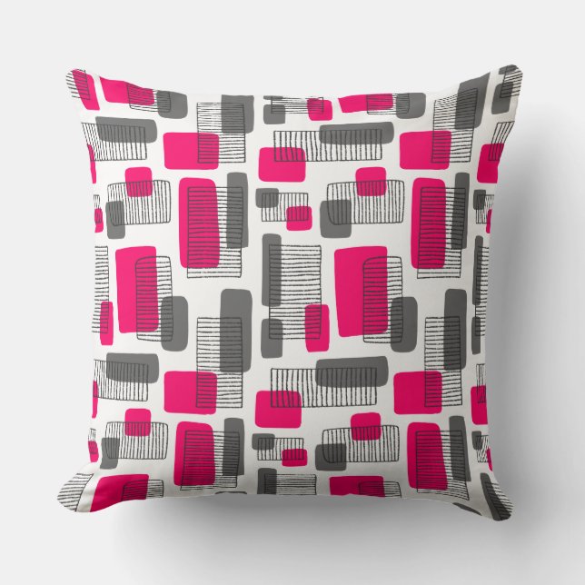 251215 - Neon Red and Grey Throw Pillow (Front)
