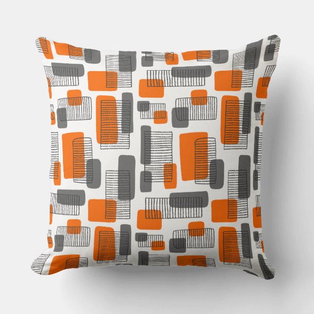 251215 - Orange and Grey Throw Pillow (Front)