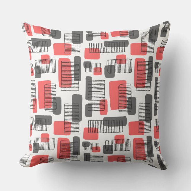 251215 - Tropical Pink and Grey Throw Pillow (Front)