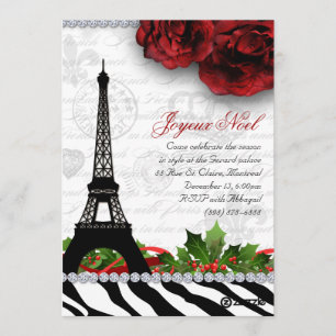 252 Christmas Paris Card Eiffel Tower Zebra