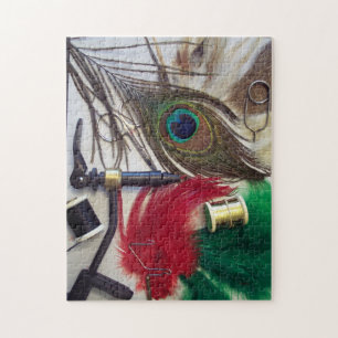 252 piece Jigsaw puzzle showing fly tying material