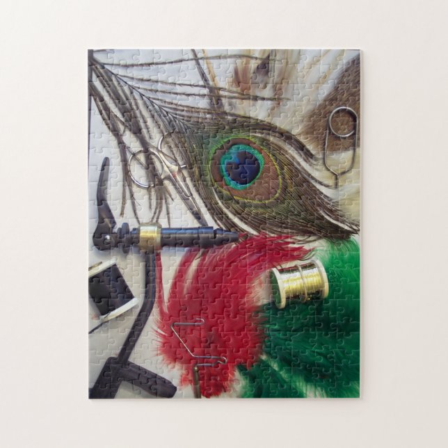 252 piece Jigsaw puzzle showing fly tying material (Vertical)