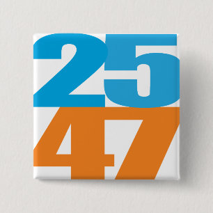 25 47 Blue/Orange 2 Inch Square Button