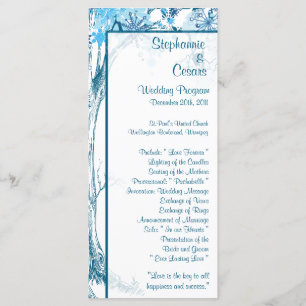 25 4x9 Programme de mariage Arbre bleu / Flammes d