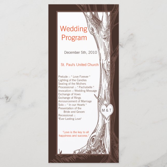 25 4x9 Programme de mariage Arbre d'automne Carvag (Devant)