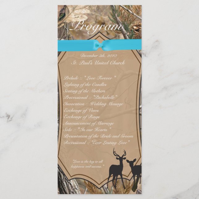 25 4x9 Programme de mariage Chasseurs Camo Camofla (Devant)