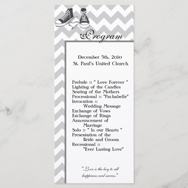 25 4x9 Programme de mariage Chevron Stripe Zig Zag (Devant)