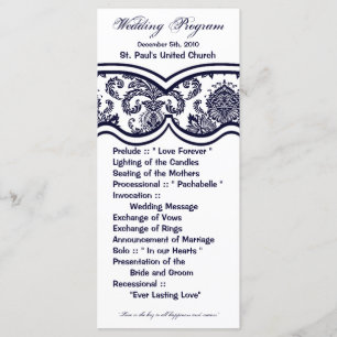 25 4x9 Programme de mariage Dentelle de Damas Impr