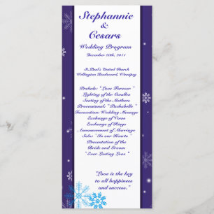 25 4x9 Programme de mariage Flacons de neige blanc