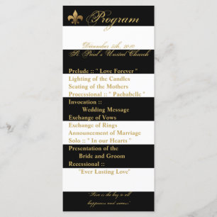 25 4x9 Programme de mariage Grille moderne Noir Bl