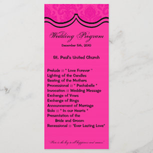 25 4x9 Programme de mariage Hot rose noir Dentelle