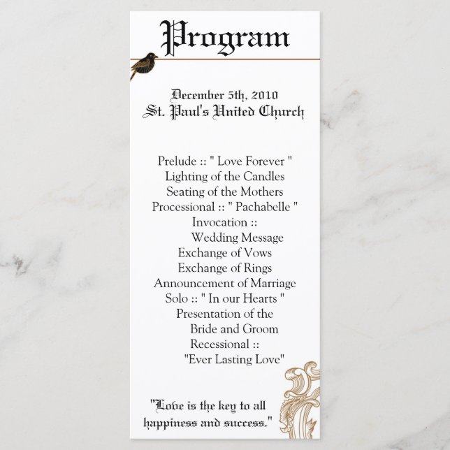 25 4x9 Programme de mariage Inséparables officiels (Devant)