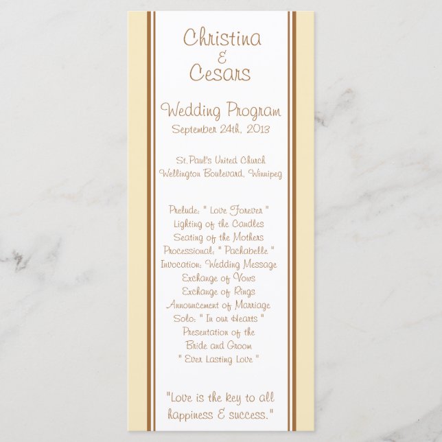 25 4x9 Programme de mariage Je viens d'avoir un co (Devant)