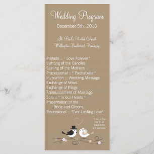 25 4x9 Programme de mariage Mariage Birds Bride Gr