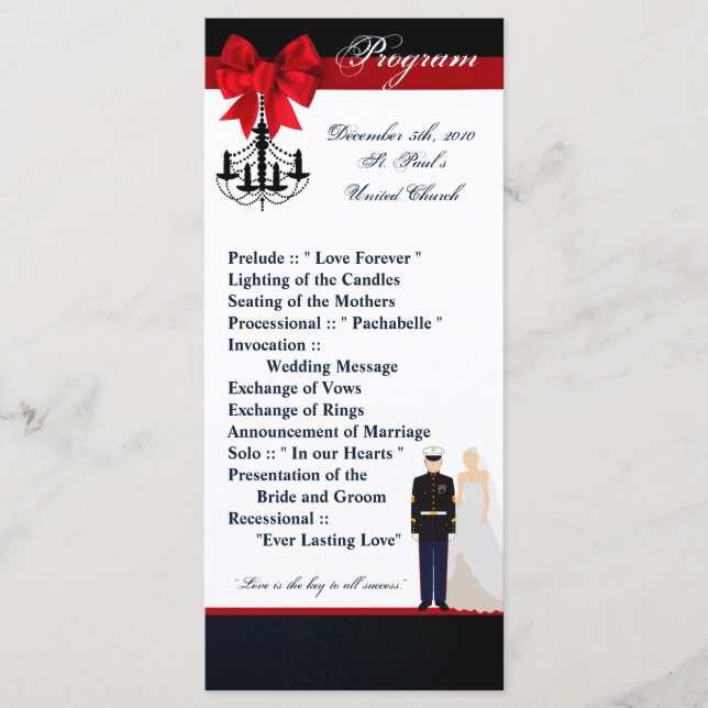 25 4x9 Programme de mariage Marine Uniform Groom B (Devant)