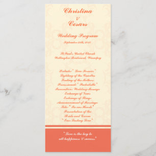 25 4x9 Programme de mariage Pinkish/Peach Formal S