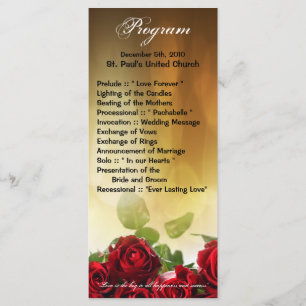 25 4x9 Programme de mariage Red Rose Bouquet Brida