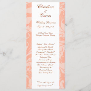 25 4x9 Programme de mariage Rose Brown sur Pink Fl