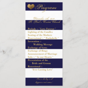 25 4x9 Programme de mariage Stripe moderne Marine