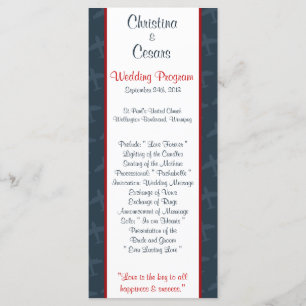 25 4x9 Wedding Program Airplane Flight  Blue/Red
