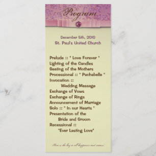 25 4x9 Wedding Program Amethyst Jewel Embossed Pap