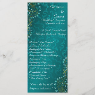 25 4x9 Wedding Program Arabian Teal