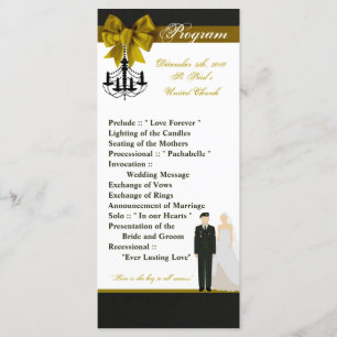 25 4x9 Wedding Program ARMY Uniform Groom Bride