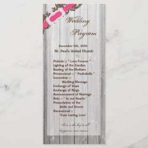 25 4x9 Wedding Program Barn Wood White Wash Rustic