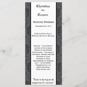 25 4x9 Wedding Program Black Grey Formal Gothic Pr