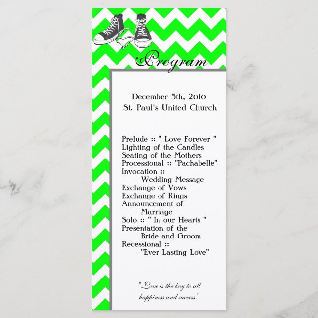 25 4x9 Wedding Program Chevron Stripe Zig Zag Prin (Front)