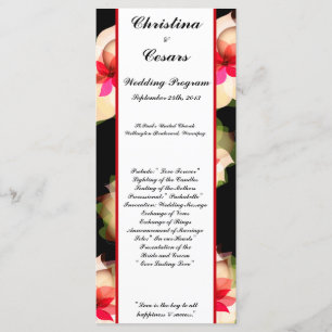 25 4x9 Wedding Program Colourful Lotus Flower blac