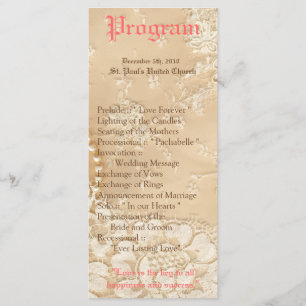 25 4x9 Wedding Program Country Lace Victorian Vint