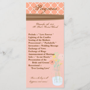 25 4x9 Wedding Program Country Mason Jar Flowers