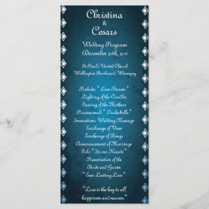 25 4x9 Wedding Program Deep Moroccan Blue