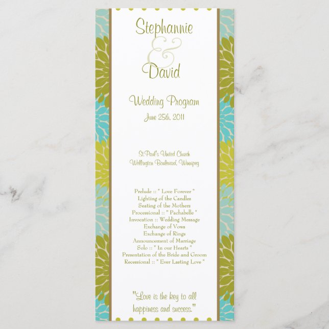 25 4x9 Wedding Program Floral Burst (Front)