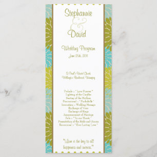 25 4x9 Wedding Program Floral Burst