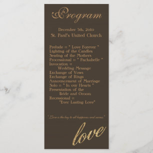 25 4x9 Wedding Program Gold Foil Glitter Love