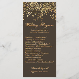 25 4x9 Wedding Program Gold Foil Tree Leaves Autum