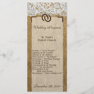 25 4x9 Wedding Program Horse Shoes on Burlap Lace