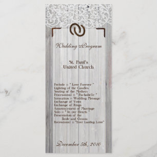 25 4x9 Wedding Program Horse Shoes on Wood Lace