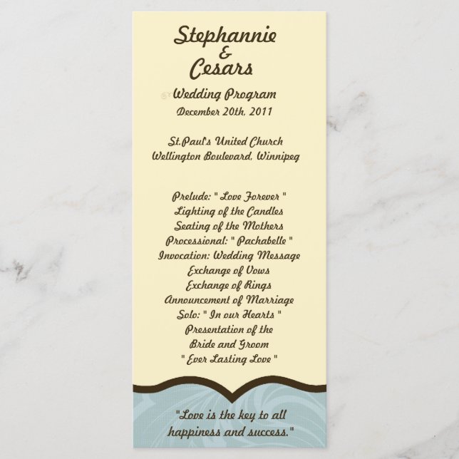 25 4x9 Wedding Program I Moustache You a Question  (Front)