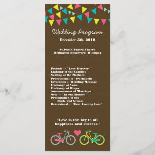 25 4x9 Wedding Program Love Lovers Bikes Bicycle
